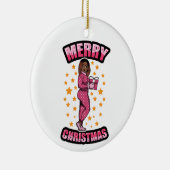 Vrolijk Kerstmis Pyjama Melanine X-mas Sweater Sis Keramisch Ornament (Rechts)