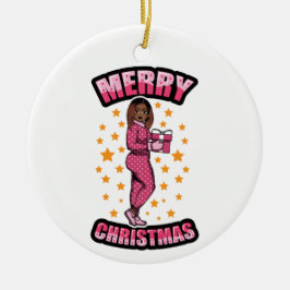 Vrolijk Kerstmis Pyjama Melanine X-mas Sweater Sis Keramisch Ornament