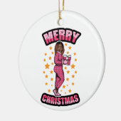 Vrolijk Kerstmis Pyjama Melanine X-mas Sweater Sis Keramisch Ornament (Links)