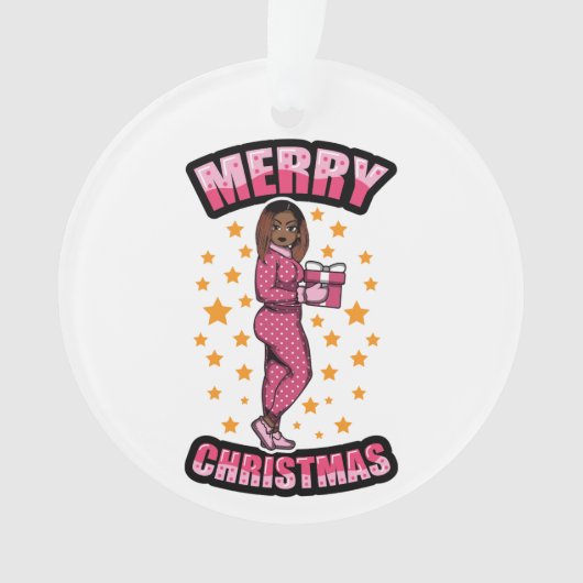 Vrolijk Kerstmis Pyjama Melanine X-mas Sweater Sis Ornament (voorkant)