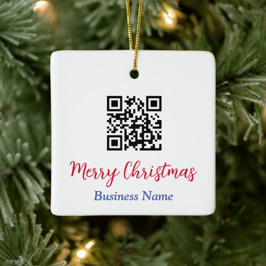 Vrolijk Kerstmis, QR-Code, Bedrijfsnaam Keramisch Ornament (Boom)