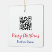 Vrolijk Kerstmis, QR-Code, Bedrijfsnaam Keramisch Ornament (Links)