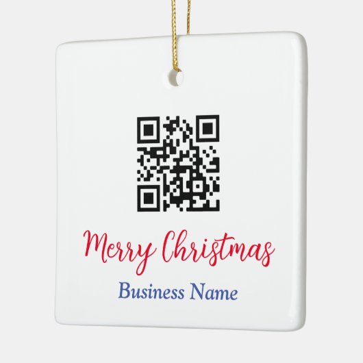 Vrolijk Kerstmis, QR-Code, Bedrijfsnaam Keramisch Ornament (Links)