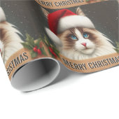 Vrolijk Kerstmis Ragdoll Kat, Kerstmis Santa Ragdo Cadeaupapier (Rol Hoek)