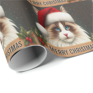 Vrolijk Kerstmis Ragdoll Kat, Kerstmis Santa Ragdo Cadeaupapier