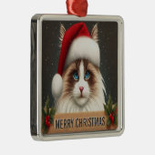 Vrolijk Kerstmis Ragdoll Kat, Kerstmis Santa Ragdo Metalen Ornament (Rechts)