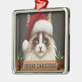 Vrolijk Kerstmis Ragdoll Kat, Kerstmis Santa Ragdo Metalen Ornament (Links)