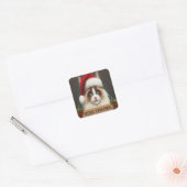 Vrolijk Kerstmis Ragdoll Kat, Kerstmis Santa Ragdo Vierkante Sticker (Envelop)