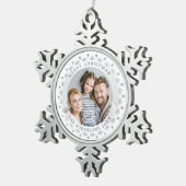 Vrolijk Kerstmis Regal Custom Foto Stijlvol Zilver Tin Sneeuwvlok Ornament (Rechts)