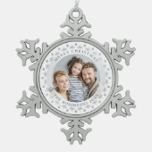 Vrolijk Kerstmis Regal Custom Foto Stijlvol Zilver Tin Sneeuwvlok Ornament (Voorkant)