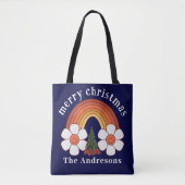 Vrolijk Kerstmis Regenboog Gepersonaliseerd Groot Tote Bag (Voorkant)