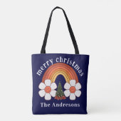 Vrolijk Kerstmis Regenboog Gepersonaliseerd Groot Tote Bag (Achterkant)