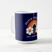 Vrolijk Kerstmis Regenboog gepersonaliseerd Koffiemok (Voorkant links)