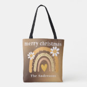 Vrolijk Kerstmis Regenboog gepersonaliseerd Tote Bag (Achterkant)