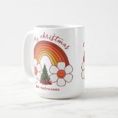 Vrolijk Kerstmis Regenboog Gepersonaliseerde Mok (Voorkant links)
