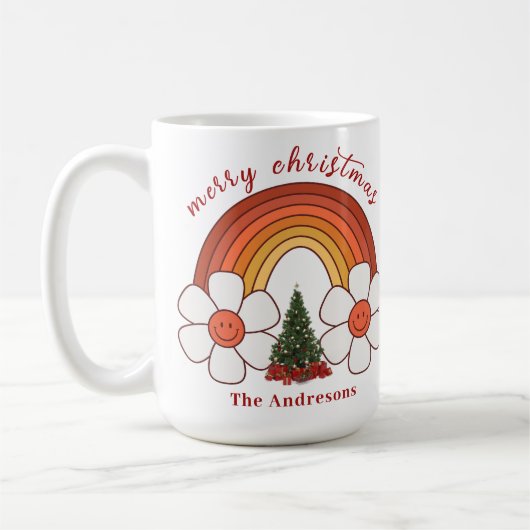 Vrolijk Kerstmis Regenboog Gepersonaliseerde Mok (Links)