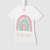 Vrolijk Kerstmis Regenboog Kunst Familienamen Jaar Ornament (voorkant)