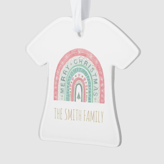 Vrolijk Kerstmis Regenboog Kunst Familienamen Jaar Ornament (voorkant)