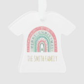 Vrolijk Kerstmis Regenboog Kunst Familienamen Jaar Ornament (voorkant)