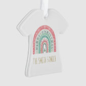 Vrolijk Kerstmis Regenboog Kunst Familienamen Jaar Ornament (voorkant)
