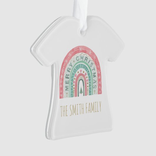 Vrolijk Kerstmis Regenboog Kunst Familienamen Jaar Ornament (voorkant)