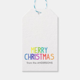 Vrolijk Kerstmis regenboog script Cadeaulabel