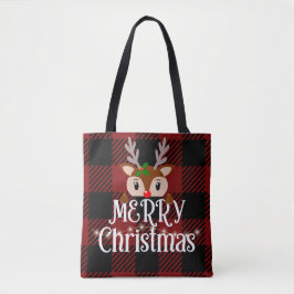 Vrolijk Kerstmis rendier aangepaste naam Tote Bag