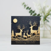 Vrolijk Kerstmis rendier familie foto Feestdagenkaart (Staand voorkant)