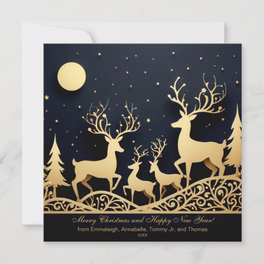 Vrolijk Kerstmis rendier familie foto Feestdagenkaart (Voorkant)