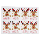 Vrolijk Kerstmis Rendier Gift tas Groot Cadeauzakje (Achterkant)