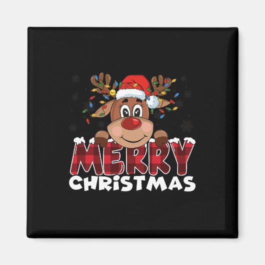 Vrolijk Kerstmis Rendier Mannen Vrouwen Familie Ma Magneet (Voorkant)