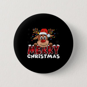 Vrolijk Kerstmis Rendier Mannen Vrouwen Familie Ma Ronde Button 5,7 Cm
