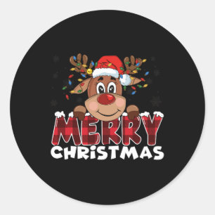 Vrolijk Kerstmis Rendier Mannen Vrouwen Familie Ma Ronde Sticker