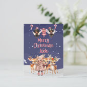 Vrolijk Kerstmis Rendier Peppermint Fairy w / Naam Briefkaart (Staand voorkant)