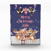 Vrolijk Kerstmis Rendier Peppermint Fairy w / Naam Fotoblokken (Voorkant)