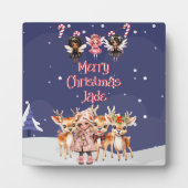 Vrolijk Kerstmis Rendier Peppermint Fairy w / Naam Fotoplaat (Voorkant)