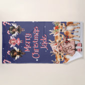 Vrolijk Kerstmis Rendier Peppermint Fairy w / Naam Strandlaken (Voorkant)