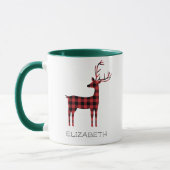 Vrolijk Kerstmis Rendier Plaid Gift Groene Koffie Mok (Links)