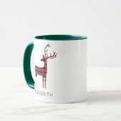 Vrolijk Kerstmis Rendier Plaid Gift Groene Koffie Mok (Voorkant links)