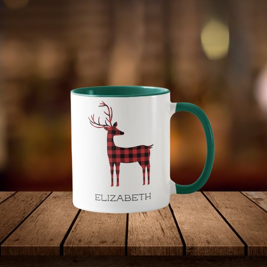 Vrolijk Kerstmis Rendier Plaid Gift Groene Koffie Mok