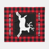 Vrolijk Kerstmis Rendier Rustieke Rode Buffel Chec Fleece Deken (Voorkant (Horizontaal))