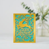 Vrolijk Kerstmis Rendier Silhouetten Sneeuwvlok Briefkaart (Staand voorkant)