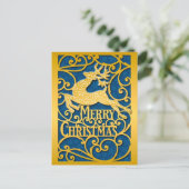 Vrolijk Kerstmis Rendier Silhouetten Sneeuwvlok Briefkaart (Staand voorkant)