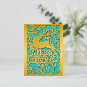 Vrolijk Kerstmis Rendier Silhouetten Sneeuwvlok Briefkaart (Staand voorkant)