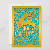 Vrolijk Kerstmis Rendier Silhouetten Sneeuwvlok Feestdagenkaart (Voorkant)