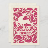 Vrolijk Kerstmis Rendier Silhouetten Sneeuwvlok Feestdagenkaart (Voorkant / Achterkant)