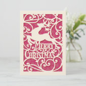 Vrolijk Kerstmis Rendier Silhouetten Sneeuwvlok Feestdagenkaart (Staand voorkant)