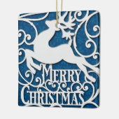 Vrolijk Kerstmis Rendier Silhouetten Sneeuwvlok Keramisch Ornament (Links)