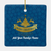 Vrolijk Kerstmis Rendier Silhouetten Sneeuwvlok Keramisch Ornament (Achterkant)