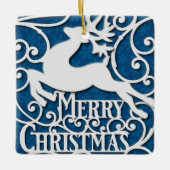 Vrolijk Kerstmis Rendier Silhouetten Sneeuwvlok Keramisch Ornament (Voorkant)